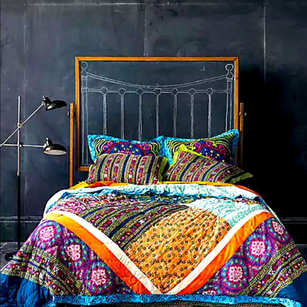 ‘Wildfield’ Queen Anthropologie Quilt + 2 Euro Shams + 2 Standard Shams